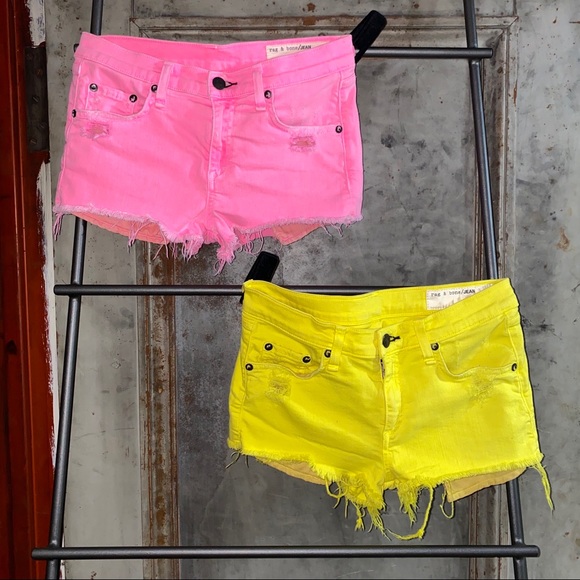 Rag & Bone Neon Destroyed Mila Denim Shorts